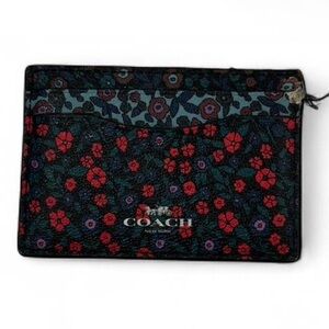 Coach Black Pouch with Red and Blue Floral Design